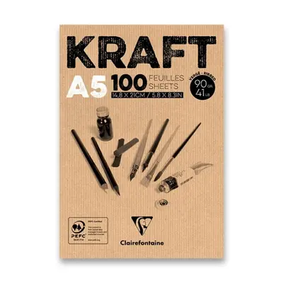 Blok Clairefontaine Brown Kraft A5, 100 listů, 90 g Clairefontaine