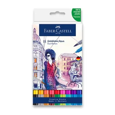 Popisovač Faber-Castell Goldfaber Aqua Dual Marker sada, 18 barev Faber-Castell