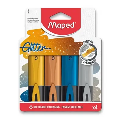 Zvýrazňovač Maped Fluo Peps Glitter Metal sada 4 barev Maped