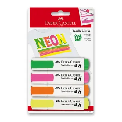 Popisovač na textil souprava 4 barev neonové Faber-Castell