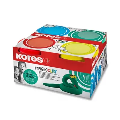 Modelovací hmota Kores Magik Clay základní barvy, 4 x 160g Kores