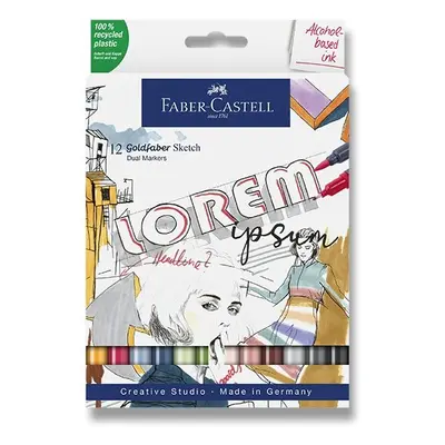 Popisovač Faber-Castell Goldfaber Sketch Dual Marker sada, 12 barev Faber-Castell