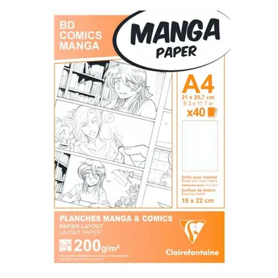 Blok Clairefontaine Manga BD Comic squares A4, 40 listů, 200g Clairefontaine