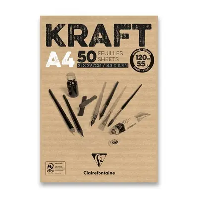 Blok Clairefontaine Brown Kraft A4, 50 listů, 120 g Clairefontaine