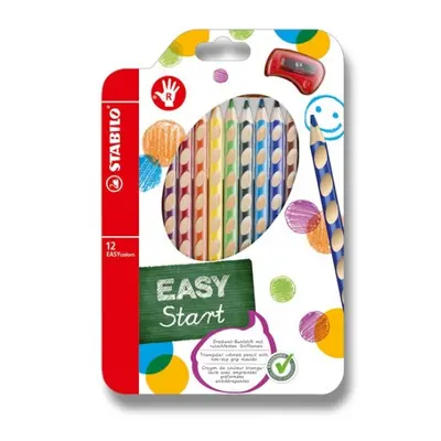 Pastelky EASYcolors pravák 12 barev + ořezávátko Stabilo