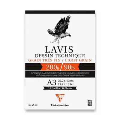 Blok Clairefontaine Lavis Technical drawing A3, 10 listů, 200g Clairefontaine