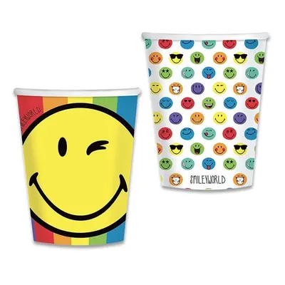 Papírové kelímky Smiley World objem 0,25 l, 8 ks AMSCAN