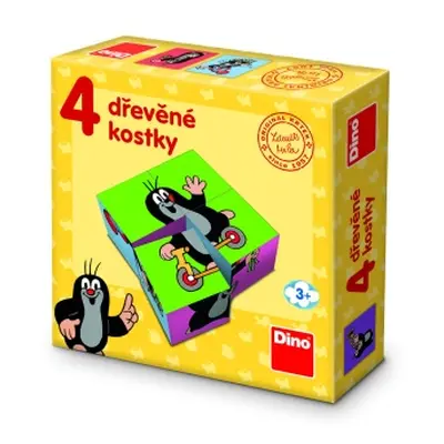 Dřevěné licenční kostky Krteček - 4 kostky DINO