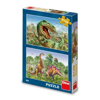 Puzzle Souboj dinosaurů 2x48 dílků DINO