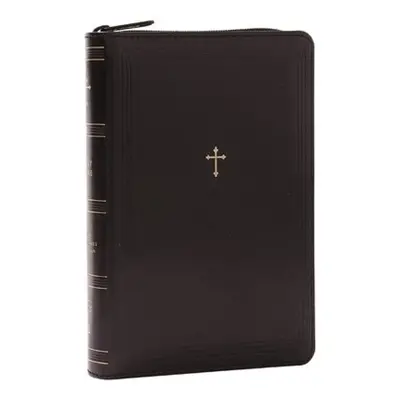 NKJV Compact Paragraph-Style Bible w/ 43,000 Cross References, Black Leathersoft with zipper, Re