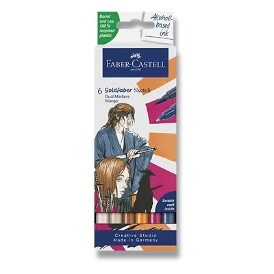 Popisovač Faber-Castell Goldfaber Sketch Dual Marker Manga sada, 6 barev Faber-Castell