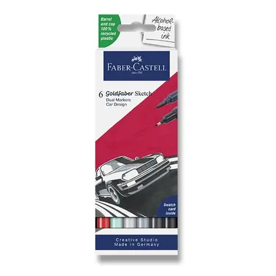 Popisovač Faber-Castell Goldfaber Sketch Dual Marker Car Design sada, 6 barev Faber-Castell