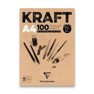 Blok Clairefontaine Brown Kraft A4, 100 listů, 90 g Clairefontaine