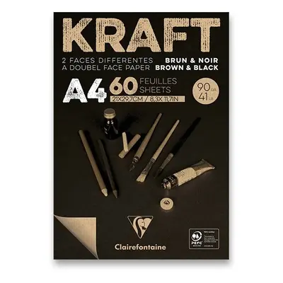 Blok Clairefontaine Brown a Black Kraft A4, 60 listů, 90 g Clairefontaine