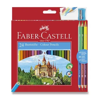 Pastelky Faber Castell šestihranné 24ks + 3ks bicolour + oře Faber-Castell