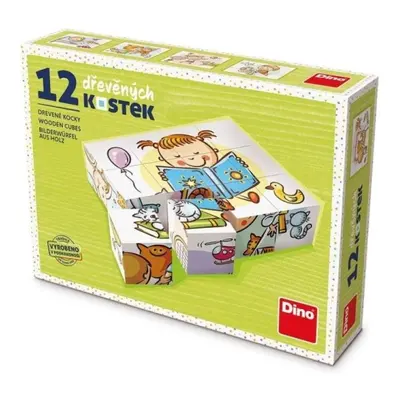 Hezký Den - Dřevěné kostky 12 ks Dino Toys s.r.o.