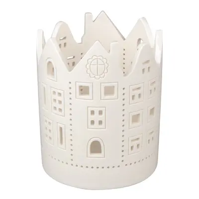 Svícen porcelánový domky 10,5 x 13,5 cm Anděl Přerov s.r.o.