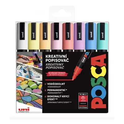 POSCA akrylový popisovač PC-5M Sada pastelových barev 8 ks POSCA