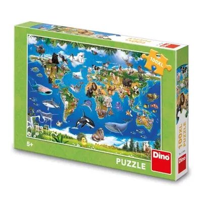 Puzzle Mapa zvířat 100 XL dílků DINO