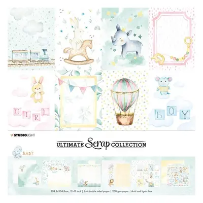 Sada scrapbookových papírů Studio Light, 30,5 x 30,5 cm (12 ks) – narození miminka Aladine