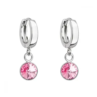 Stříbrné visací náušnice kroužky se Swarovski krystalem 31300.3 lt. Rose