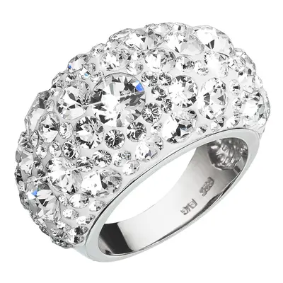 Stříbrný prsten s krystaly Swarovski bílý 35028.1 Krystal