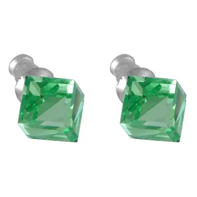 Náušnice Swarovski Elements kostka 713887, 8mm, peridot - zelená