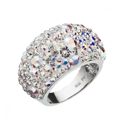 Stříbrný prsten s krystaly Swarovski crystaly ab 35028.2 AB efekt