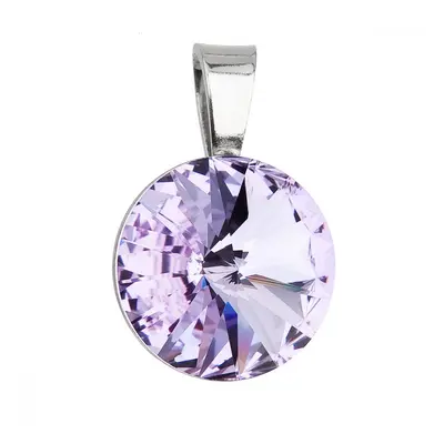 Stříbrný přívěsek s krystaly Swarovski fialový kulatý-rivoli 34112.3 Violet