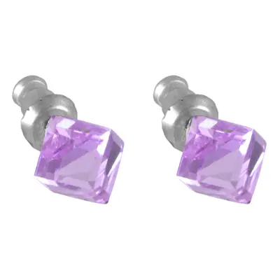 Náušnice se Swarovski Elements kostka Violet mm