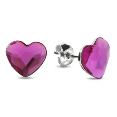 Náušnice růžové se Swarovski Elements Heart K2808F Fuchsia