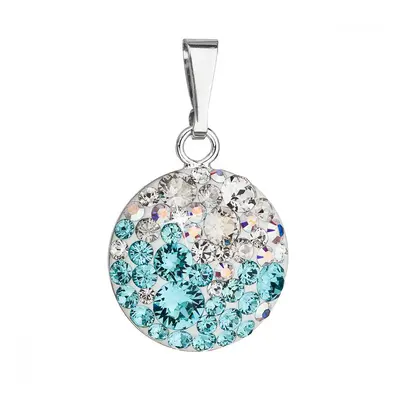 Stříbrný přívěsek s krystaly Swarovski modrý kulatý 34225.3 Light Turquoise