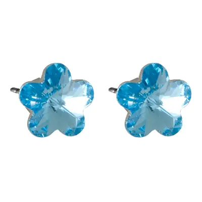 Náušnice se Swarovski Elements tvar květinka 10mm, pecky, světle modré, 713856-aqua