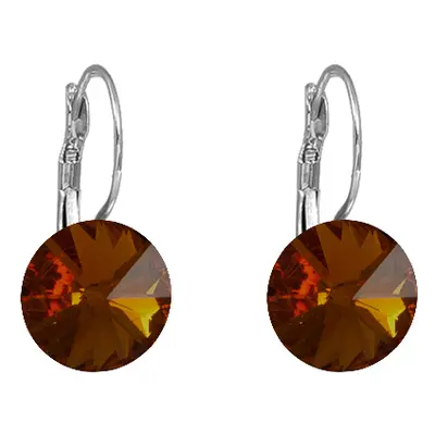 Náušnice hnědé Rivoli se Swarovski Elements visací Smoked Topaz mm