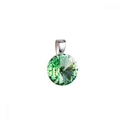 Stříbrný přívěsek s krystaly Swarovski zelený kulatý-rivoli 34112.3 Chrysolite