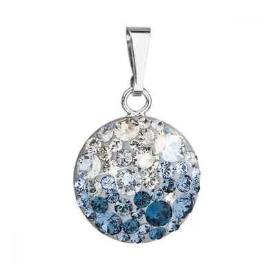 Stříbrný přívěsek s krystaly Swarovski modrý kulatý 34225.3 Ice Blue