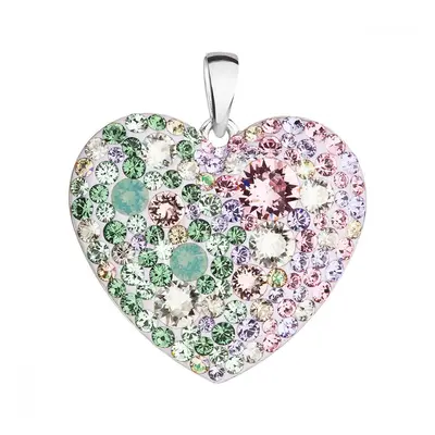 Stříbrný přívěsek s krystaly Swarovski mix barev srdce 34243.3 Sakura