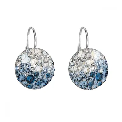 Stříbrné náušnice visací s krystaly Swarovski mix barev kulaté 31176.3 Ice Blue