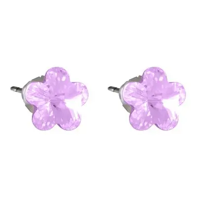 Náušnice se Swarovski Elements tvar květinka 10mm, pecky, světle fialové, 713856violet