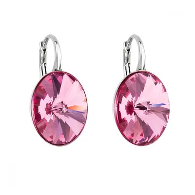 Stříbrné náušnice visací s krystaly Swarovski růžový ovál 31275.3 Rose