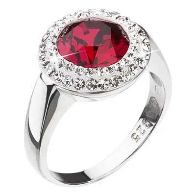 Stříbrný prsten s krystaly Swarovski červený kulatý 35026.3 Ruby