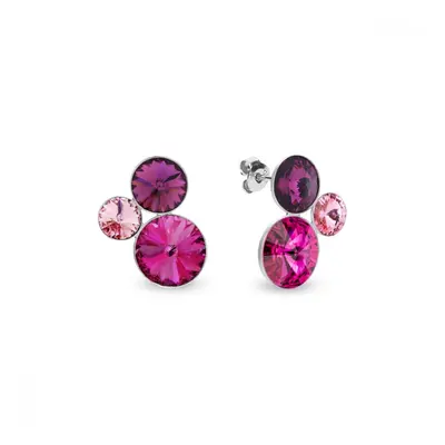 Stříbrné náušnice růžové se Swarovski Elements Sweetie K11223F Fuchsia