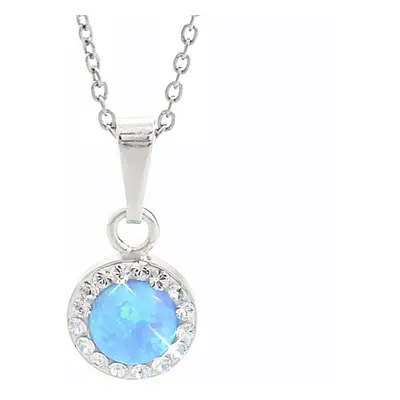 Stříbrný náhrdelník se světle modrým opálem a krystaly Swarovski Elements kolečko Blue Opal