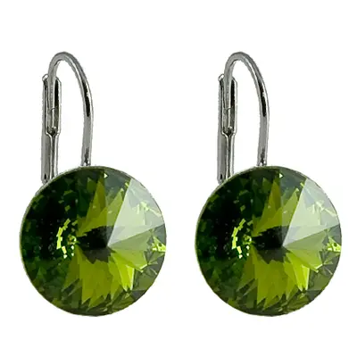 Náušnice tmavě zelené Rivoli se Swarovski Elements Olivine mm