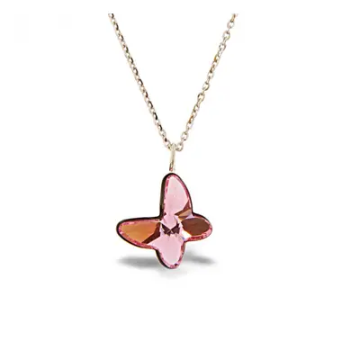 Náhrdelník Swarovski Elements Butterfly světle růžový