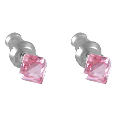 Náušnice Swarovski Elements kostka světle růžové 713864-lr, 4mm, pecky, light rose