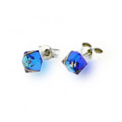 Náušnice se Swarovski Elements Small Cube Studs K48414BB Bermuda Blue