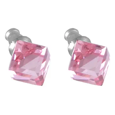 Náušnice se Swarovski Elements kostka Light Rose mm