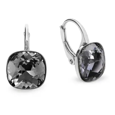 Náušnice se Swarovski Elements čtverec Barete KA447010SN Silver Night