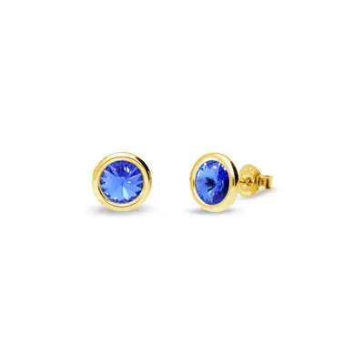 Náušnice modré stříbrné pozlacené se Swarovski Elements Tiny Bonbon Studs KRG1122SS29SA Sapphire